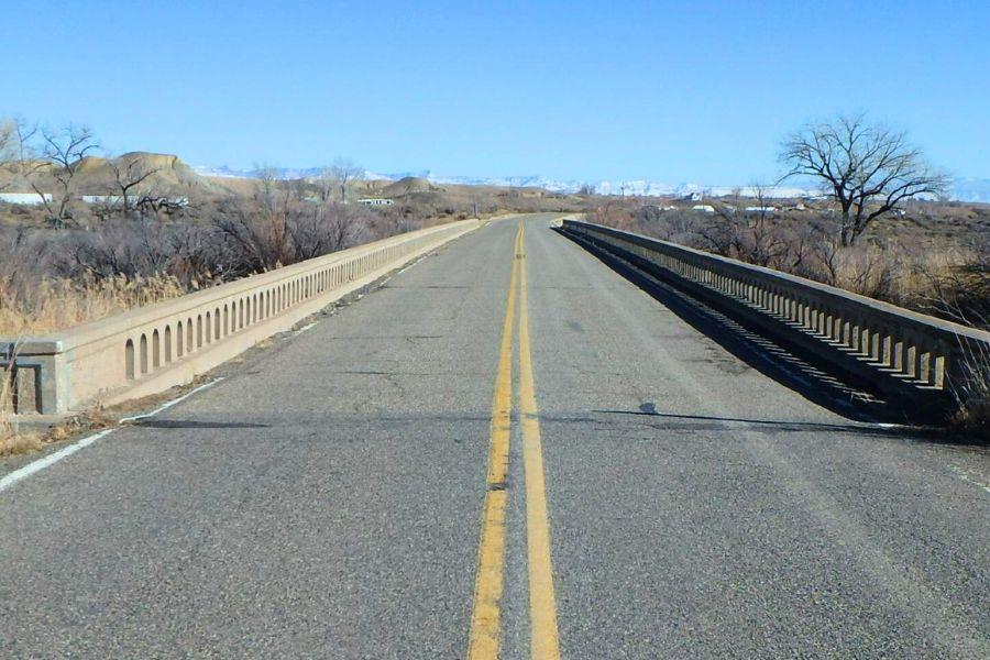 View of road from top of  MESA Q-6.8 Bridge.
