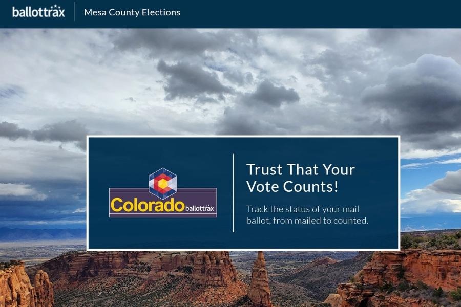 Blue webpage with white text reading, "Trust That Your Vote Counts."